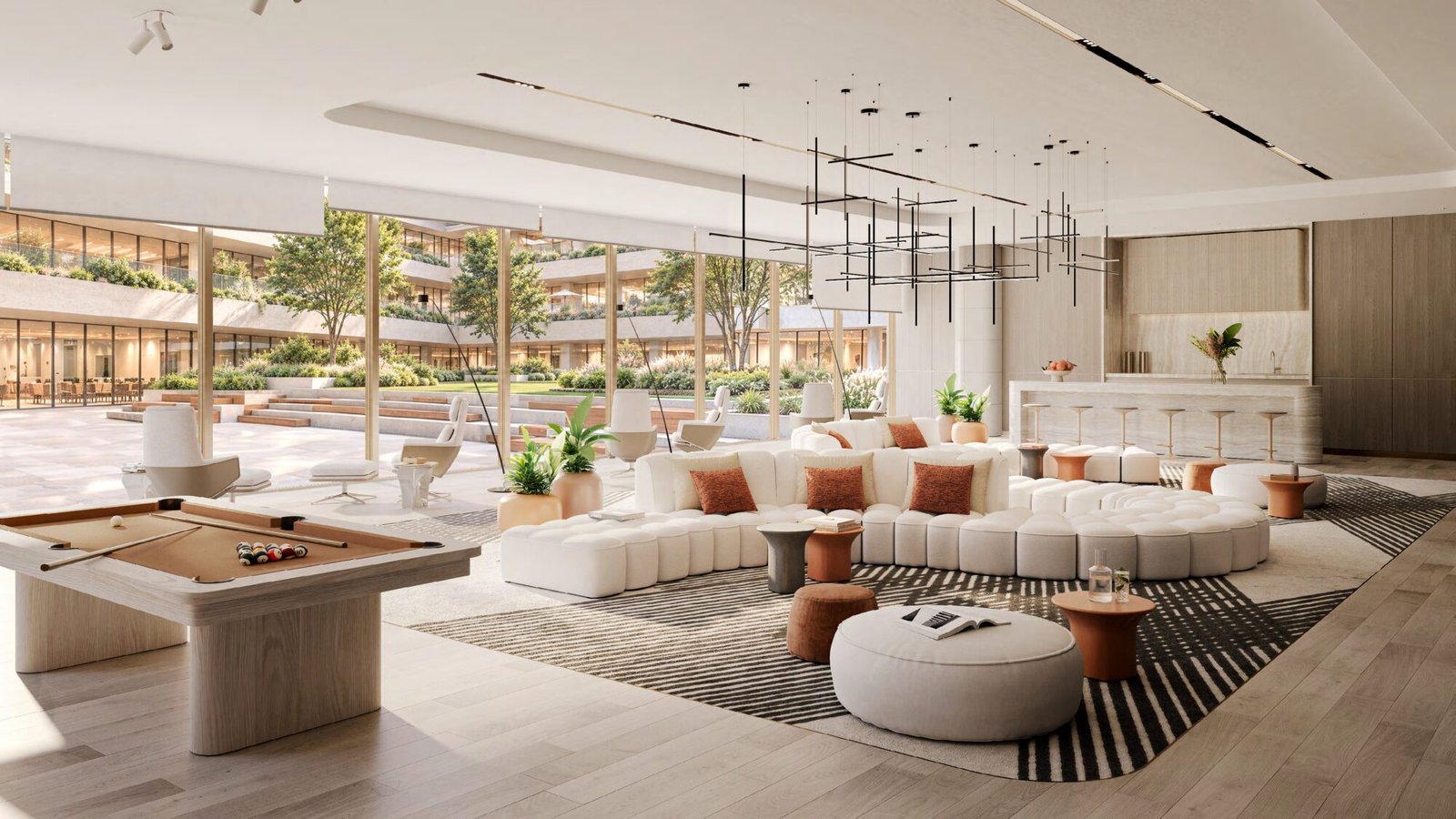 Business centre and collaborative lounge at The Yards Plaza